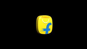 flipkart aplicativo ícone animação em uma transparente fundo alfa video
