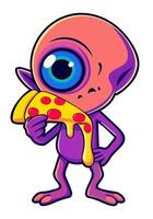 Cute monster with slice of pizza. isolated illustration vector