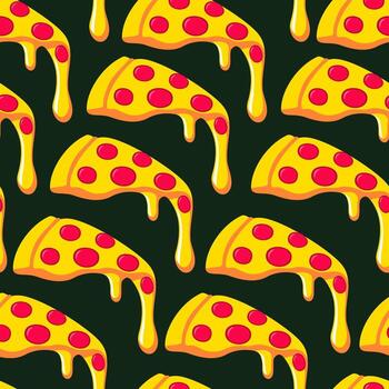 sin costura modelo con Pizza en oscuro antecedentes vector