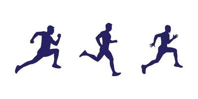 Running people collection set. Cardio exercise. Fast and run silhouette vector