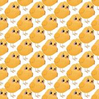 Seamless pattern with evenly arranged yellow chicks on a white background. Template illustration for textile, wallpaper, wrapping paper, and print. vector