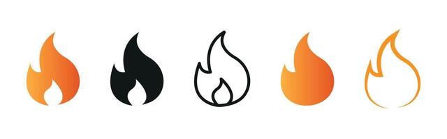 Fire flame icon. A burning symbol representing heat and energy. A fireball sign isolated on a white background. vector