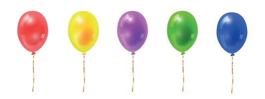 Set of colorful 3D balloons. Realistic illustration of shiny air balloons, perfect for birthdays, holidays, and party decorations. Floating balloons isolated on a white background. vector