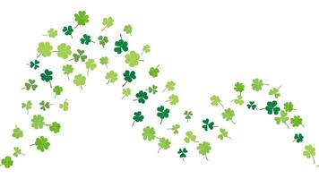Lucky day with clover leaves flying seamless repeat border isolated illustration vector