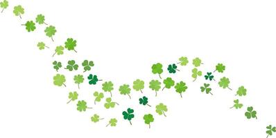 Green leaves shamrock clover flying wavy isolated element . Lucky day vector