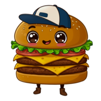 Fun fast food character with a big smile and extra cheesy layers of transferred background png