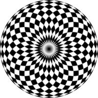 A black and white checkered pattern in the center of a circle vector