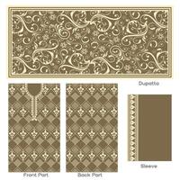 Elegant Brown Floral Patterned Dress Design vector