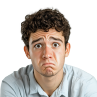 Young Man with Concerned Expression Capturing Emotion and Vulnerability png