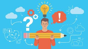 Problem solving flat design icons vector