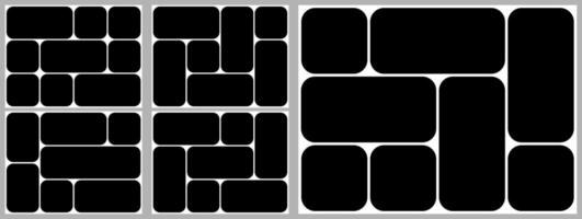 Grid template photo layout design. 4x3 brutalist shape bg, mosaic collage bento box background. Slide montage rectangular mood board. Abstract poster brochure, Square gallery , modular album vector