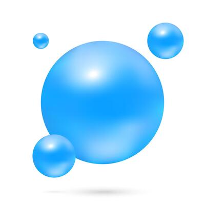 Molecule models blue and chemical formulas. isolated on white background, illustration