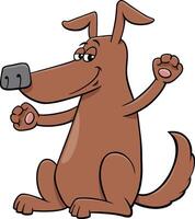 funny cartoon brown dog comic animal character waving paws vector