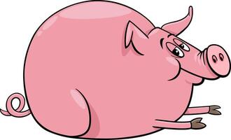 funny cartoon lying pig farm animal character vector