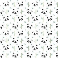 A panda bear pattern with bamboo leaves and bamboo vector
