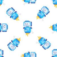 Cute flying robots seamless pattern on white background vector