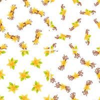 Vanilla flower and sticks forming a beautiful seamless pattern vector