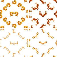 Four seamless patterns with stylized ram and deer horns forming various decorative compositions vector