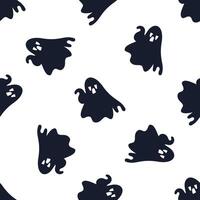 Seamless pattern with screaming ghosts floating on white background for halloween decoration vector