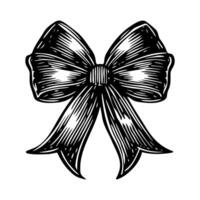 Decorative bow design in monochrome showcasing elegant curves and intricate detailing for festive celebrations and gift-wrapping occasions vector