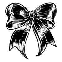Decorative bow illustration in black and white style showcasing intricate details and elegant design elements suitable for various artistic applications vector