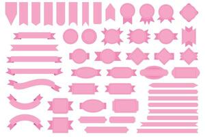 Pink Badge and Banner Collection, Frames, Borders, Ribbons, Buttons, Flags vector