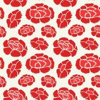 Red carnations flowers on light background seamless pattern vector