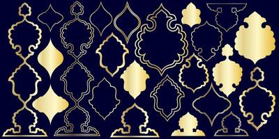Golden decorative elements set on a black background vector