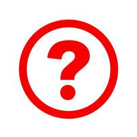 A red question mark in a circle on a white background vector