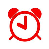 A red alarm clock icon on a white background vector
