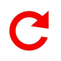 A red arrow pointing to the right in a circle vector