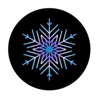 A snowflake in a black circle with blue and purple lines vector