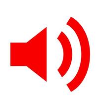 A red speaker icon on a white background vector