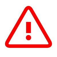 A red warning sign with an exclamation mark vector