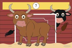 A pair of bulls in the bullring vector