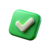 Green Check Mark Design in 3D Rendering png