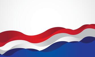 Red white blue waves background design vector