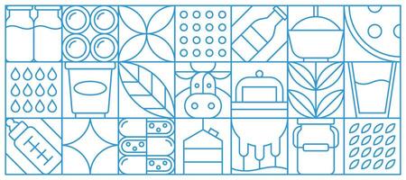 Modern geometric milk and dairy linear pattern vector
