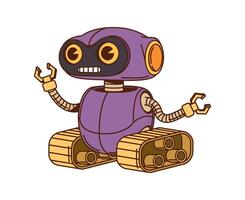 Purple robot and bot groovy cute character vector