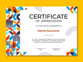 Certificate template abstract geometric pattern vector