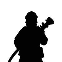 Firefighter Silhouette with Hose and Nozzle vector