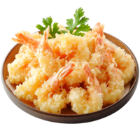 A plate of fried shrimp with parsley on top png