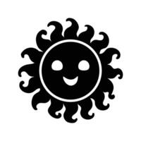 Smiling Sun Silhouette with Happy Face vector