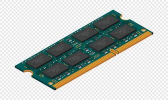 Isometric random access memory. RAM memory realistic 3d isometric. Computer hardware components, illustration, vector