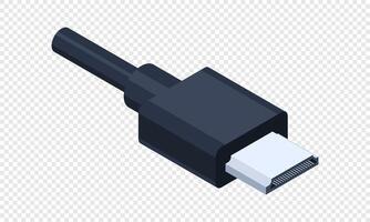Isometric HDMI port. Realistic hdmi cable. Connector and port. Computer hardware component. illustration, vector