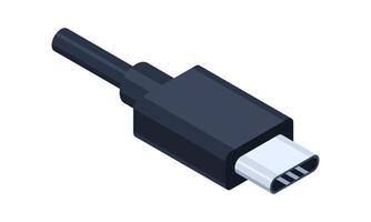 Isometric usb port. USB type C. USB connector. Connector and port. Computer hardware component. illustration, vector