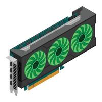 Isometric graphic card. card isometric. Computer hardware components. GPU graphic card illustration, vector