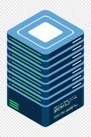 Isometric server. Network server. 3D computer equipment. Storage database. Isometric technology. illustration, vector
