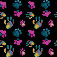 Watercolor paw in seamless pattern. vector