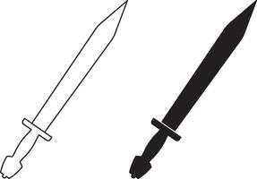 outline silhouette Xiphos sword icon set vector